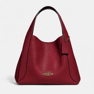 Coach Hadley burgundy pebble leather hobo bag
